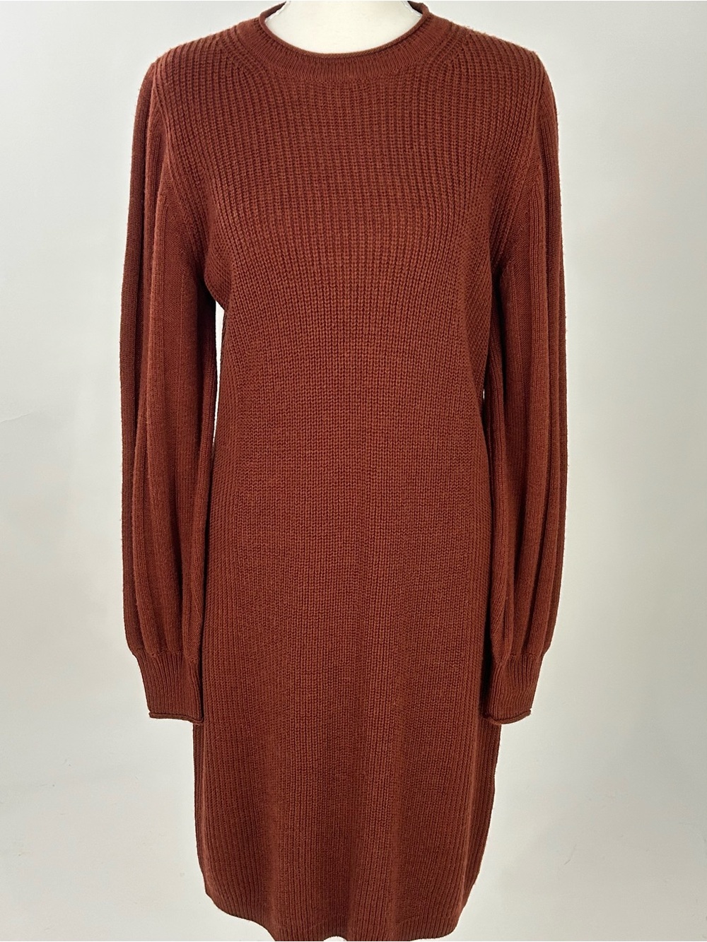 WRAP London Merino Wool Organic Cotton Rust Sweater Dress US 6
